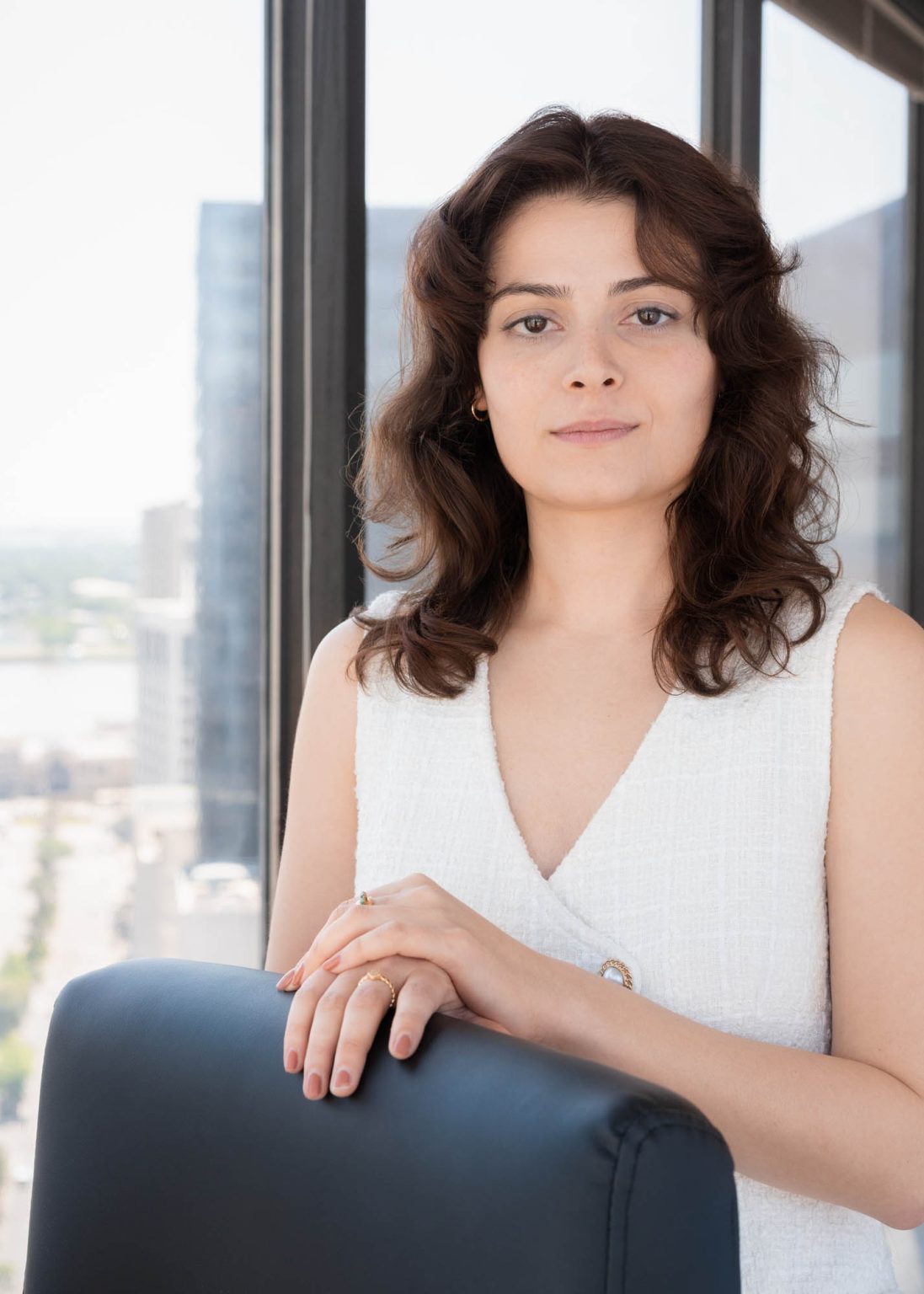 Portrait of lawyer smiling in her NOLA office