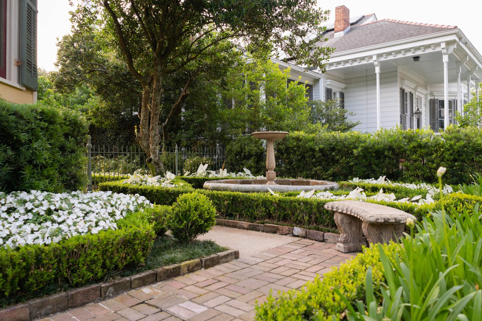 Brick path and garden in Uptown NOLA