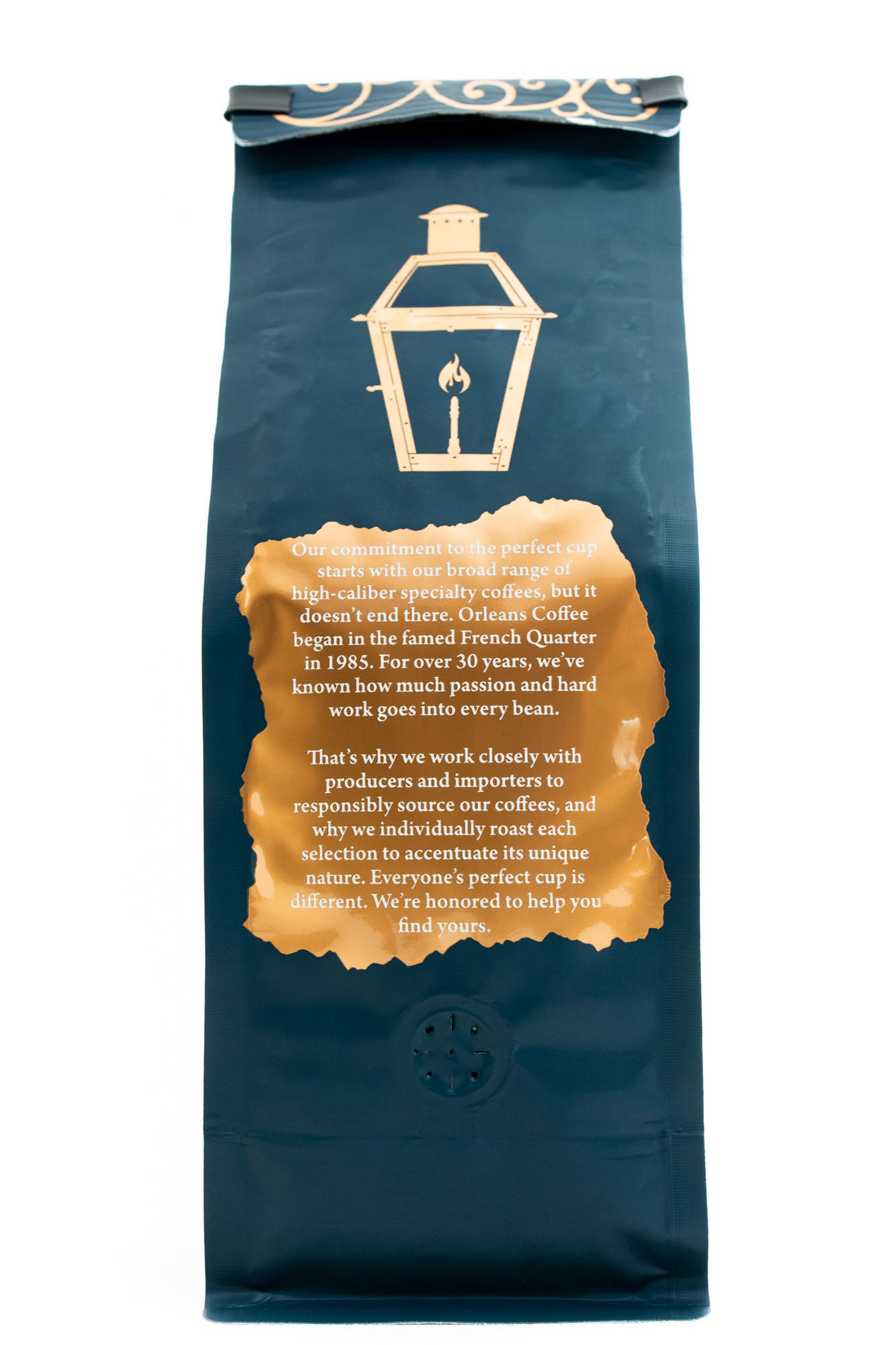 back of Orleans Coffee bag