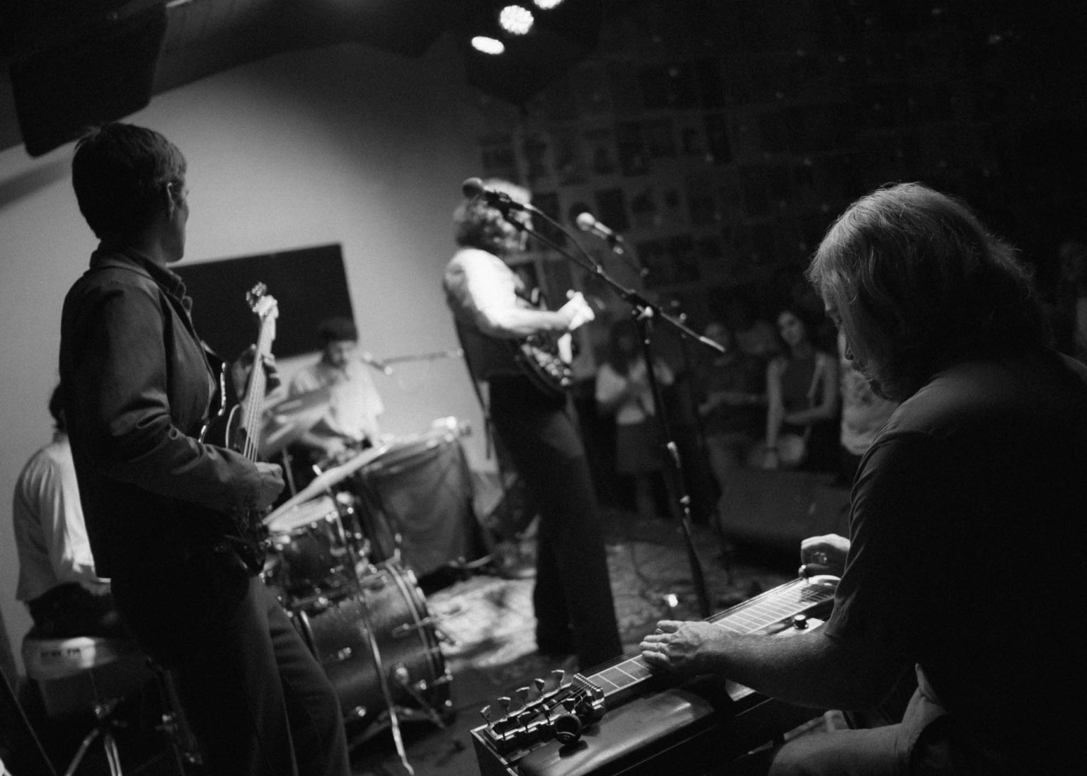 Stageside at the Cut Worms concert as the band play their intruments at the Gasa Gasa in Nola