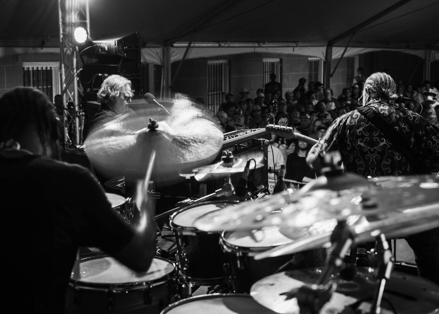 Drummer of George Porter Jr. & Runnin' Pardners live on stage at Funk Fest 2023