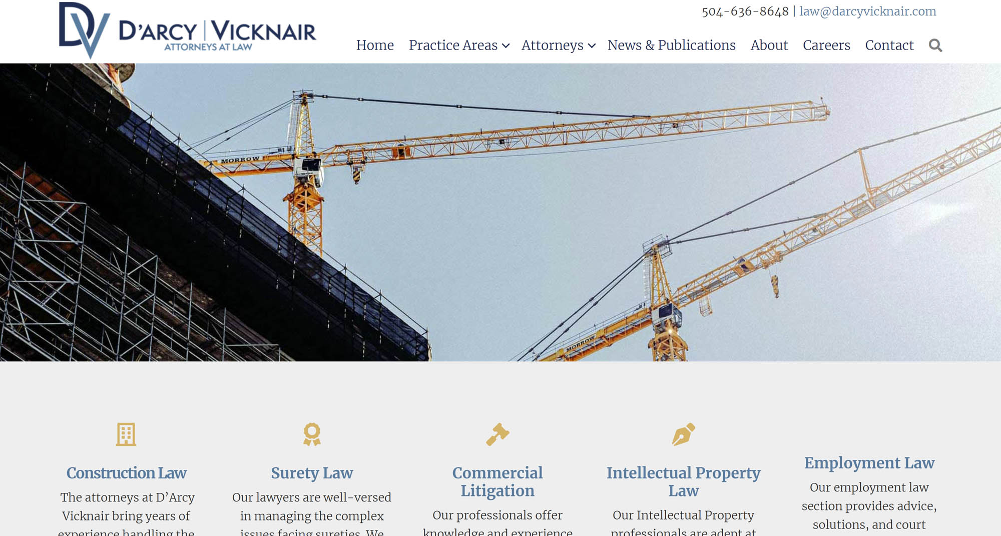 A screenshot of a local law firm's homepage
